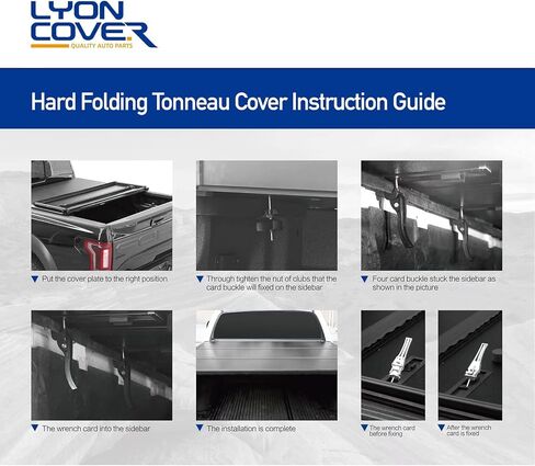 غطاء Lyon 8ft / 98 "غطاء سرير Tri-Fold Hard Tri-Fold متوافق مع غلاف Tonneau 1999-2025 Ford F-250 F-350 F-450 Super Duty Tonneau in Kuwait
