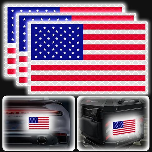 American Flag Stickers, Made of 3M DG3, Decals Reflective at Night, Sunscreen Non-Fading, for Cars, Motorcycles, and Mailboxes, Show Your Patriotism and Sense of Justice, 5x3 in (3 Pieces) in Saudi Arabia
