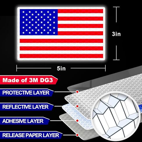American Flag Stickers, Made of 3M DG3, Decals Reflective at Night, Sunscreen Non-Fading, for Cars, Motorcycles, and Mailboxes, Show Your Patriotism and Sense of Justice, 5x3 in (3 Pieces) in Saudi Arabia
