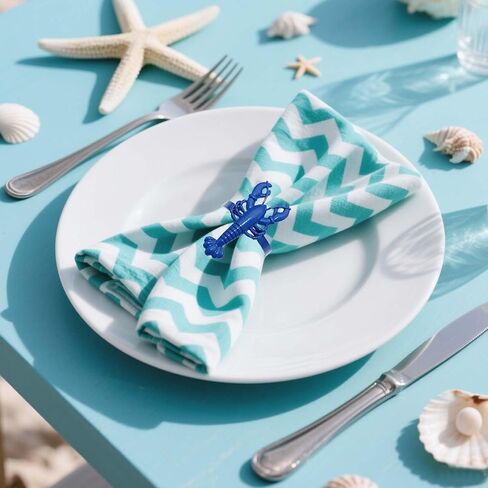Blue Napkin Rings Set of 6 Coastal Napkin Rings for Ocean Dining Table Decor,Summer Napkin Ring,Nautical Napkin Ring Holders,Shell Rings for Napkins,Starfish Napkin Holders for Cloth Napkins in Saudi Arabia