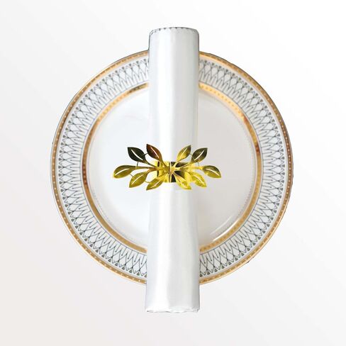 100 حزمة عاكس من المنديل الذهبي الحلقات الأنيقة Lase Cut Leaf Buckle حامل منديل يمكن التخلص منه لحفل حفل زفاف عشاء الديكور in Saudi Arabia