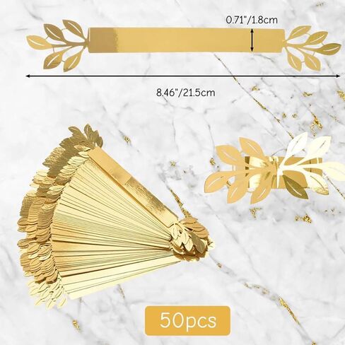 100 حزمة عاكس من المنديل الذهبي الحلقات الأنيقة Lase Cut Leaf Buckle حامل منديل يمكن التخلص منه لحفل حفل زفاف عشاء الديكور in Saudi Arabia
