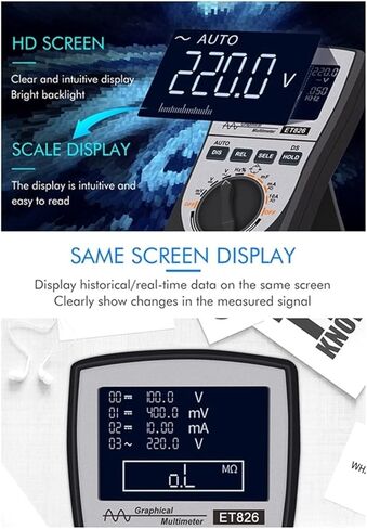 Current Signal Generator Digital Multimeter Oscilloscope Auto Range Direct Current Voltage Current Meter Capacitance Resistance Testers, BlackGrey in Kuwait