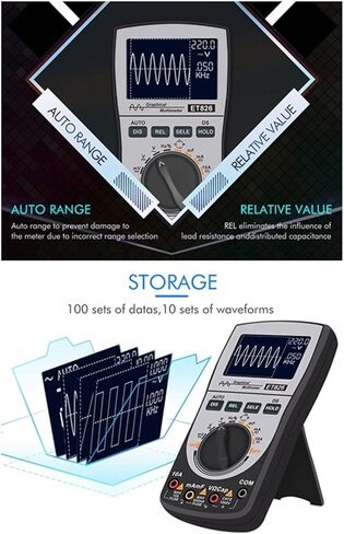 Current Signal Generator Digital Multimeter Oscilloscope Auto Range Direct Current Voltage Current Meter Capacitance Resistance Testers, BlackGrey in Kuwait