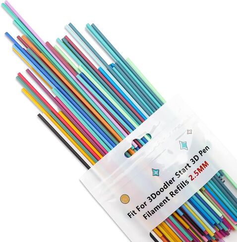 22 Colors 3D Pen Refills for 3Doodler Start 3D Pen, Low Temperature PCL Filament 2.5 mm, Each Color 15cm x 5pcs, Total 110pcs, Only Fit for 3Doodler Start Pen in Saudi Arabia