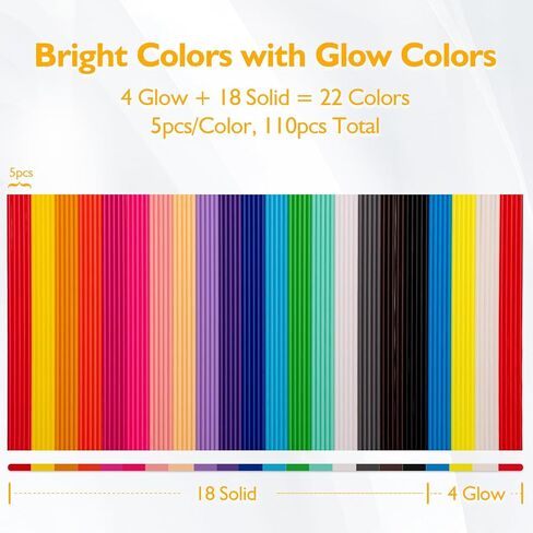 22 Colors 3D Pen Refills for 3Doodler Start 3D Pen, Low Temperature PCL Filament 2.5 mm, Each Color 15cm x 5pcs, Total 110pcs, Only Fit for 3Doodler Start Pen in Saudi Arabia