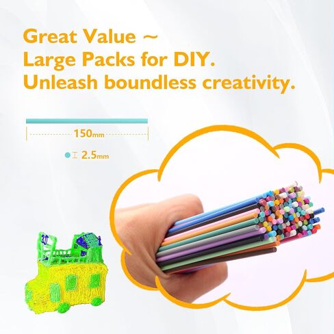 22 Colors 3D Pen Refills for 3Doodler Start 3D Pen, Low Temperature PCL Filament 2.5 mm, Each Color 15cm x 5pcs, Total 110pcs, Only Fit for 3Doodler Start Pen in Saudi Arabia