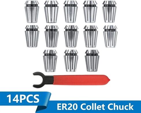 Collet Chuck Set With Wrench Spring Clamps ER20 1-13mm For Milling Lathe Holder 14Pcs in Kuwait