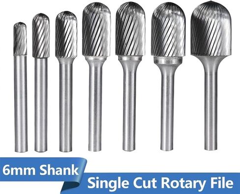 Tungsten Carbide bur bur single cut rotary file l type for metal woodworking corving tool burrs 6mm shank 1pcs (color: 25.4x12.7mm ، size: Single Cut) in Saudi Arabia