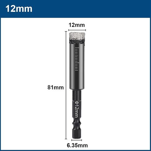 Hole Saw Cutter 6-14mm Vaccum Brazed Diamond Dry Drill Bits for Granite Marble Ceramic Tile Glass Drilling Tools 1Pcs (Color : 8mm) in Kuwait