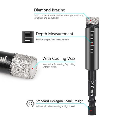 Hole Saw Cutter 6-14mm Vaccum Brazed Diamond Dry Drill Bits for Granite Marble Ceramic Tile Glass Drilling Tools 1Pcs (Color : 8mm) in Kuwait