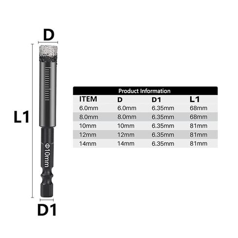 Hole Saw Cutter 6-14mm Vaccum Brazed Diamond Dry Drill Bits for Granite Marble Ceramic Tile Glass Drilling Tools 1Pcs (Color : 8mm) in Kuwait