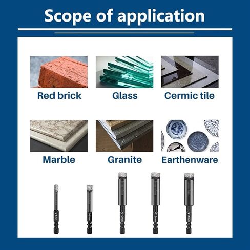 Hole Saw Cutter 6-14mm Vaccum Brazed Diamond Dry Drill Bits for Granite Marble Ceramic Tile Glass Drilling Tools 1Pcs (Color : 8mm) in Kuwait