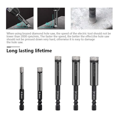 Hole Saw Cutter 6-14mm Vaccum Brazed Diamond Dry Drill Bits for Granite Marble Ceramic Tile Glass Drilling Tools 1Pcs (Color : 8mm) in Kuwait