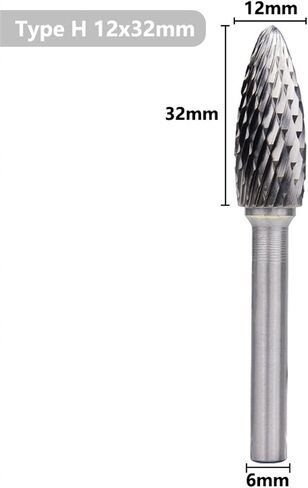 ملفات Rotary E G H M -TYPE DOUBLE CUT TUNGSTEN CARBIDE FILES 6MM SHANK ROTARY BURSFOR أدوات كاشطة خشبية معدنية 1PCS (اللون: E -Type 20x12) in Saudi Arabia
