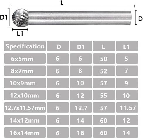 Tungsten Carbide Burr Bit Engraving 6mm Shank Single Cut Rotary Files for Metal Woodworking Tools 1Pcs (Color : 6x5mm) in Saudi Arabia
