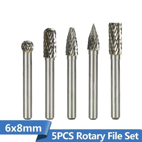 مجموعة ملفات دوارة مجموعة 6 مم شانك كربيد burrs النوع A C D F G قطع مزدوج قطع دوار لأدوات اليد الخشبية المعدنية 1pcs (اللون: نوع) in Kuwait