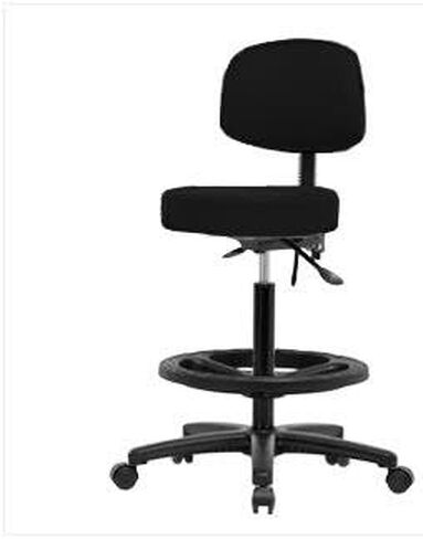 توماس VHBST-RG-T1-BF-RC-C8605 براز ارتفاع مقعد مع الظهر وقاعدة النايلون الأسود ، مع إمالة ، حلقة القدم السوداء ، العجلات in Saudi Arabia