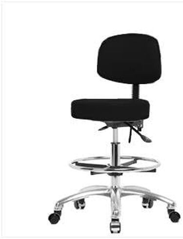 Thomas VMBST-CR-T1-CF-RG-c8582 Medium Bench Height Stool with Back and Chrome Base, with Tilt, Chrome Foot Ring, Glide, Vinyl, Navy in Saudi Arabia