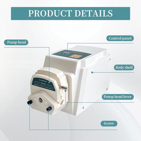 Digital Peristaltic Pump 0.008-825ml/min Intelligent High Flow 0.1-200RPM Liquid dosing Pump 3 rotors Forward & Reverse Timing 1s-99h W/ 7 Silicone Tubes in Kuwait