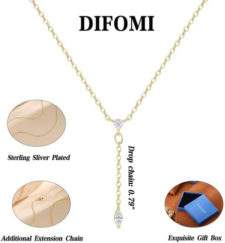 Gold/Silver Necklaces for Women,14K Real Gold/Sterling Silver Plated CZ Necklace Dainty Small Pearl Pendant Necklace Trendy Jewelry Gifts for Women in Kuwait