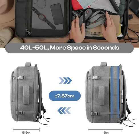 حمل على ظهره ، حقيبة ظهر قابلة للتوسعة قابلة للتوسيع ، حقيبة TSA Airplane المعتمدة ، حقيبة DayPack Weekender تناسب الكمبيوتر المحمول 17 بوصة ، هدايا السفر للرجال ، الأسود in Kuwait