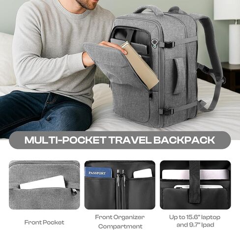 حمل على ظهره ، حقيبة ظهر قابلة للتوسعة قابلة للتوسيع ، حقيبة TSA Airplane المعتمدة ، حقيبة DayPack Weekender تناسب الكمبيوتر المحمول 17 بوصة ، هدايا السفر للرجال ، الأسود in Kuwait