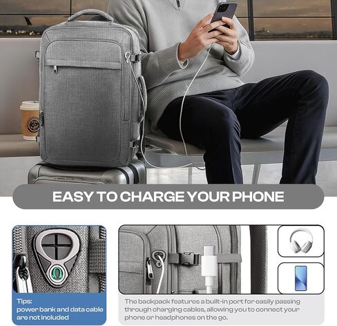 حمل على ظهره ، حقيبة ظهر قابلة للتوسعة قابلة للتوسيع ، حقيبة TSA Airplane المعتمدة ، حقيبة DayPack Weekender تناسب الكمبيوتر المحمول 17 بوصة ، هدايا السفر للرجال ، الأسود in Kuwait