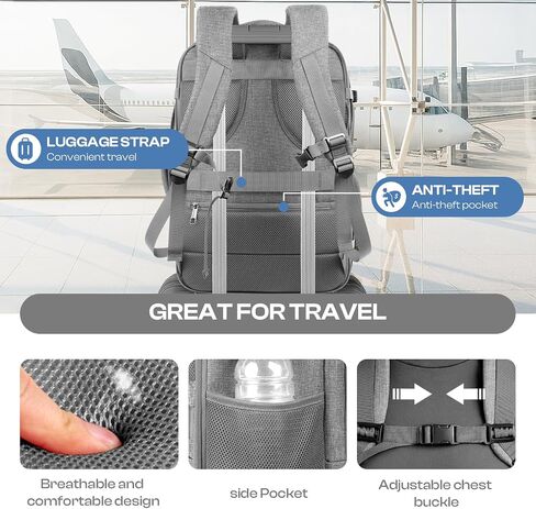 حمل على ظهره ، حقيبة ظهر قابلة للتوسعة قابلة للتوسيع ، حقيبة TSA Airplane المعتمدة ، حقيبة DayPack Weekender تناسب الكمبيوتر المحمول 17 بوصة ، هدايا السفر للرجال ، الأسود in Kuwait