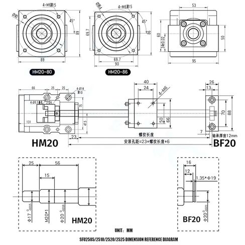 جزء الدقة الكرة الخطية الجزء الدقيق SFU2510 Ball Screw DIA 25MM KIT 200-1000MM C7 لأجزاء المسمار مع الجوز المفرد +HM20-80 +BF20 +DSG25H +COUPLER (850mm) in Kuwait