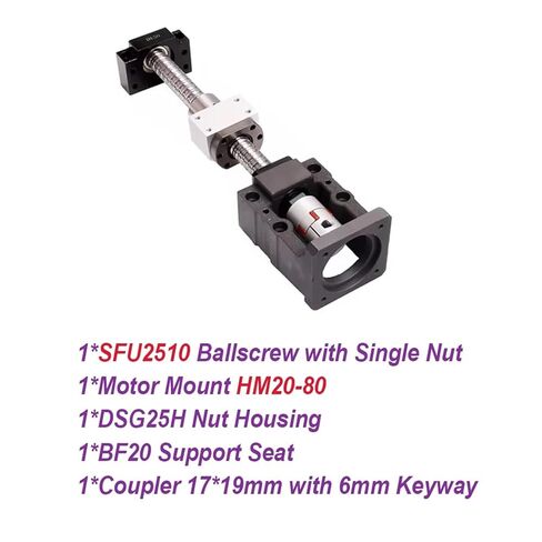 جزء الدقة الكرة الخطية الجزء الدقيق SFU2510 Ball Screw DIA 25MM KIT 200-1000MM C7 لأجزاء المسمار مع الجوز المفرد +HM20-80 +BF20 +DSG25H +COUPLER (850mm) in Kuwait
