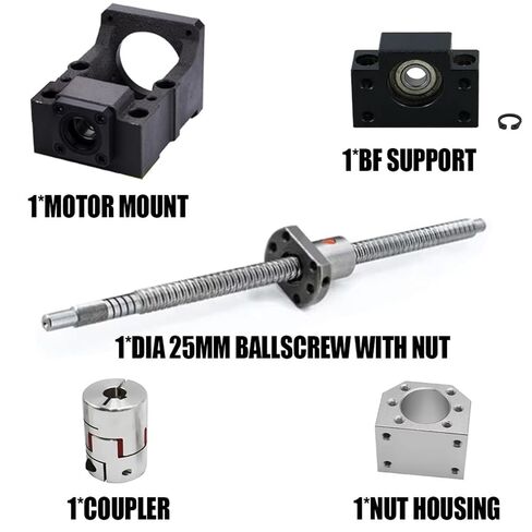 جزء الدقة الكرة الخطية الجزء الدقيق SFU2510 Ball Screw DIA 25MM KIT 200-1000MM C7 لأجزاء المسمار مع الجوز المفرد +HM20-80 +BF20 +DSG25H +COUPLER (850mm) in Kuwait