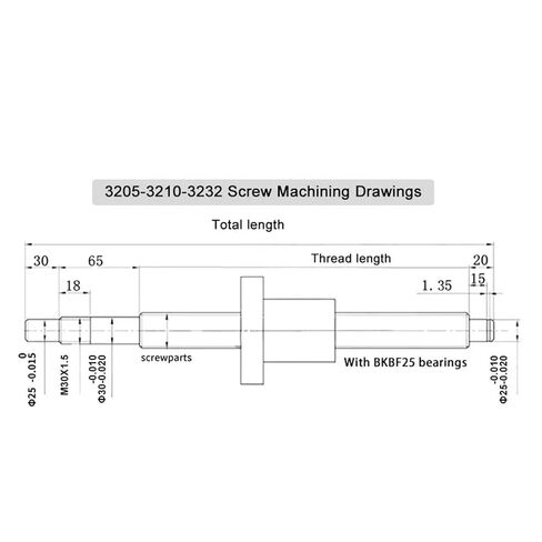 آلة التحكم في الكرة المصنفة مزدوجة الجوز SFU3205 550-1500mm مع كرة BK BK/BF25 BLEST ROD LEND LEND LING FOR 3D PRINTER (1000mm) in Kuwait