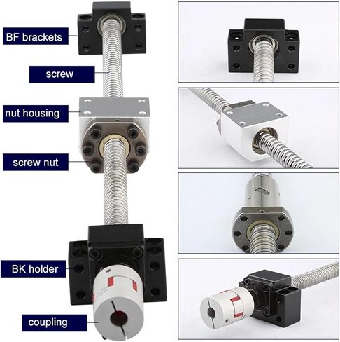 Double nut Ball Screw Control Machine 1pcs C7 Ball Screw SFU2505 End Machining+Flange Nut+Nut Shell+BKBF20 End Support+Coupler(200mm) in Saudi Arabia
