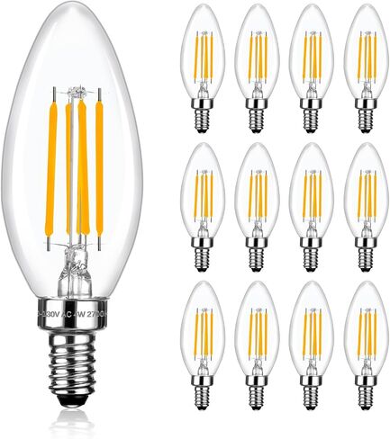مصابيح مصباح LED المصباح E12 Candelabra 40watt مكافئ ، 2700K أبيض ناعم دافئ ، 4W B11 مصابيح ضوء الثريا ، مصباح شمعة LED لغرفة النوم ، المطبخ ، مروحة السقف ، 12 حزمة in Kuwait
