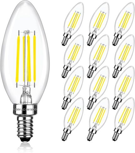 مصابيح مصباح LED المصباح E12 Candelabra 40watt مكافئ ، 2700K أبيض ناعم دافئ ، 4W B11 مصابيح ضوء الثريا ، مصباح شمعة LED لغرفة النوم ، المطبخ ، مروحة السقف ، 12 حزمة in Kuwait