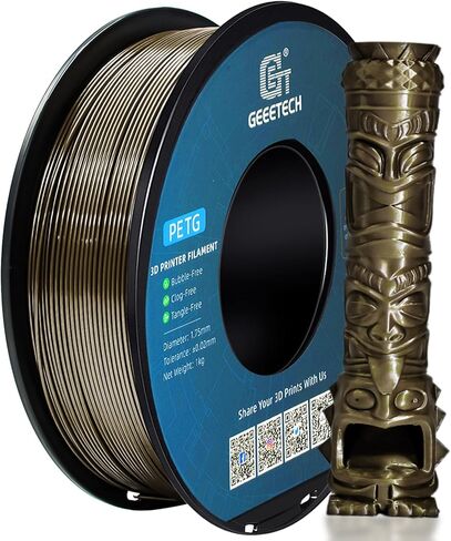 Geeetech PETG Filament 1.75mm Metallic Gold, Upgraded High-Strength 3D Printer Filament, Metallic Shimmer, Glossy Finish, ±0.02mm Precision-1kg Spool (2.2 lbs) for Most FDM Printers in Kuwait