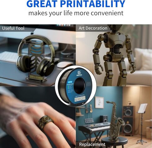 Geeetech PETG Filament 1.75mm Metallic Gold, Upgraded High-Strength 3D Printer Filament, Metallic Shimmer, Glossy Finish, ±0.02mm Precision-1kg Spool (2.2 lbs) for Most FDM Printers in Kuwait