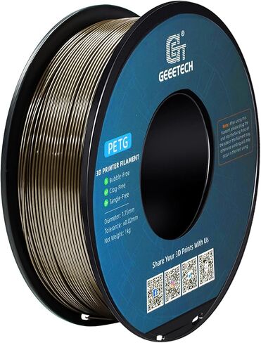 Geeetech PETG Filament 1.75mm Metallic Gold, Upgraded High-Strength 3D Printer Filament, Metallic Shimmer, Glossy Finish, ±0.02mm Precision-1kg Spool (2.2 lbs) for Most FDM Printers in Kuwait