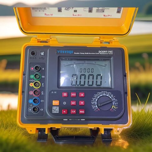 Double Clamp Earth Resistance Meter Multifunction Ground Resistance Tester Digital Soil Resistivity Tester with 0.00Ω-30.00kΩ AC Leakage Current 0.00mA-600A Soil Resistivity 0.00Ωm-9000kΩm in Saudi Arabia