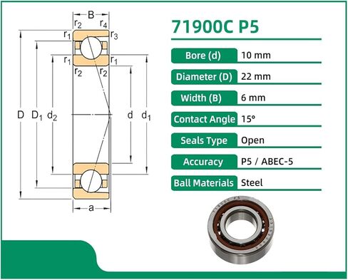 1pcs 71900c p5 10x22x6 رقيقة الجدران محامل التلامس محامل سرعة الدوران السرعة in Saudi Arabia
