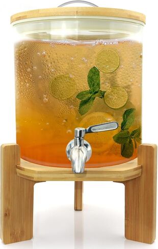 Glass Drink Dispenser,4.1 Gallon Water Dispenser with Stand,Glass Beverage Dispenser with Spigot - Large Drink Dispensers for Parties,Wedding,Bars,Restaurants in Saudi Arabia