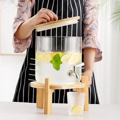 Glass Drink Dispenser,4.1 Gallon Water Dispenser with Stand,Glass Beverage Dispenser with Spigot - Large Drink Dispensers for Parties,Wedding,Bars,Restaurants in Saudi Arabia