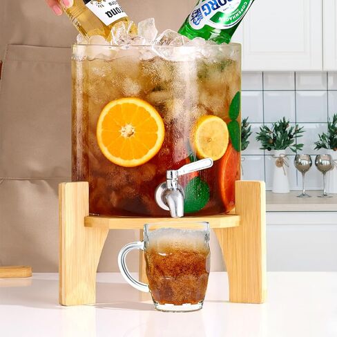 Glass Drink Dispenser,4.1 Gallon Water Dispenser with Stand,Glass Beverage Dispenser with Spigot - Large Drink Dispensers for Parties,Wedding,Bars,Restaurants in Saudi Arabia