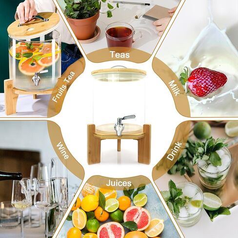 Glass Drink Dispenser,4.1 Gallon Water Dispenser with Stand,Glass Beverage Dispenser with Spigot - Large Drink Dispensers for Parties,Wedding,Bars,Restaurants in Saudi Arabia
