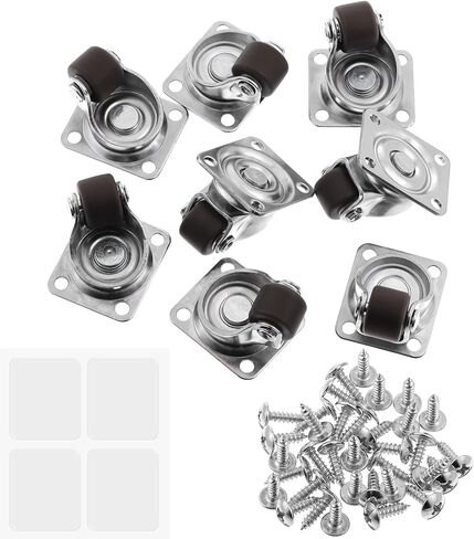 8Pcs Small Caster Wheels 1/2 Inch Mini Rubber Swivel Caster Wheels Low Profile Self Adhesive Plate Casters Rollers with Steel Top Plate for Small Appliances Furniture Cabinet Storage Box in Saudi Arabia