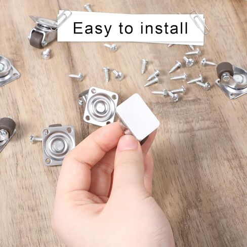 8Pcs Small Caster Wheels 1/2 Inch Mini Rubber Swivel Caster Wheels Low Profile Self Adhesive Plate Casters Rollers with Steel Top Plate for Small Appliances Furniture Cabinet Storage Box in Saudi Arabia