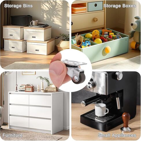 8Pcs Small Caster Wheels 1/2 Inch Mini Rubber Swivel Caster Wheels Low Profile Self Adhesive Plate Casters Rollers with Steel Top Plate for Small Appliances Furniture Cabinet Storage Box in Saudi Arabia