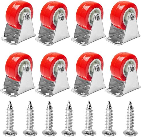 8 PCS 1.5 بوصة عجلات غير دوارة ، عجلات عجلات من المطاط الصلبة غير المليئة بالمسامير ، عجلات صغيرة العجلات للعربة ، الأثاث ، Workbench (أحمر) in Saudi Arabia