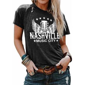 Nashville Shirts for Women Country Music Shirt Vintage Graphic Tees Tennessee Concert Outfit Tshirt Country Tops